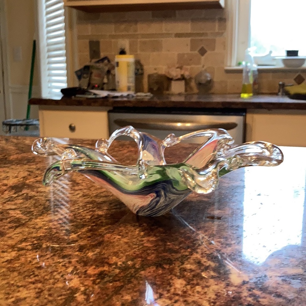 Colorful Glass bowl as accent piece or small amount candy
